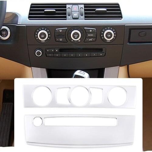 Car Console Air Conditioner CD Panel Decorative Cover Sticker Trim ABS Chrome For BMW 5 Series E60 2004-2010 Interior Accessory