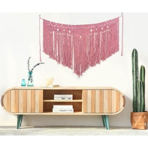 Large Area Macrame Tapestry Cotton Home Wall Boho Decoration Wedding Pink Room Decor Boho Hand-made Wall Hanging Big Tapestry