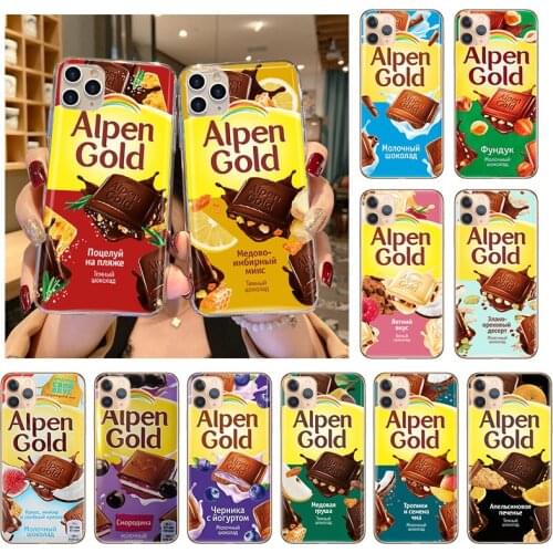 Alpen Gold Chocolate Phone Cover for IPhone 11 12 Pro Max X XS XR 7 8 7Plus 8Plus 6S 5s SE2020 12mini TPU Soft Clear Case Funda