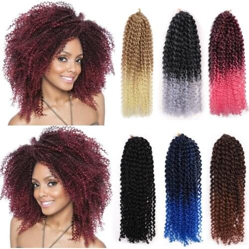 Long 12" MarleyBoB Braids Crochet Hair Synthetic Ombre Jerry Curl Weave Synthetic Braiding Hair Extensions for Women