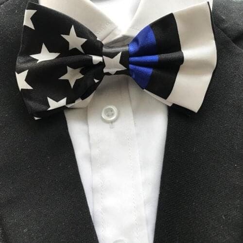 USA Flag Pattern Bow Tie American Style Bowtie Blue Black Stripes with White Stars Unique Butterfly for Men Wedding Party Gift