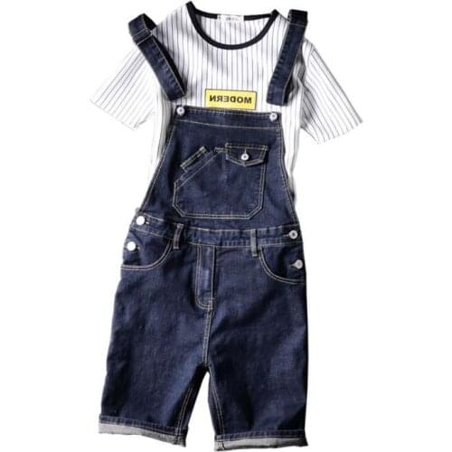 Summer new blue overalls male denim shorts jumpsuit jeans hip-hop street wear casual overalls overalls