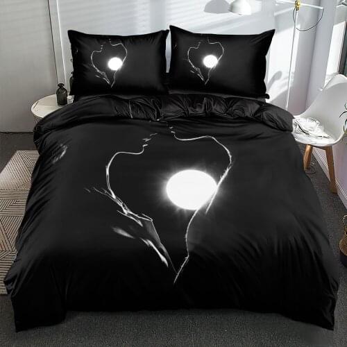 3D Custom Design Valentine Comforter Cases Bedding Set Black Duvet Cover Pillowships Sets King Queen Full Twin Size Home Textile