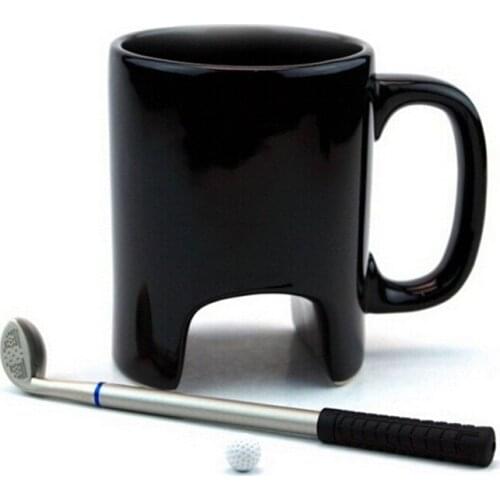Creative 300ml Mini Black Ceramic Golf Mug Executive Sports Marker Golf Coffee Mugs For Happy Birthday Gift