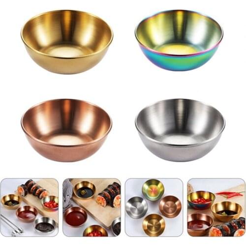 Seasoning Dish Round Rust-proof Stainless Steel Household Small Metal Sauce Plate for Home Restaurant Supplies