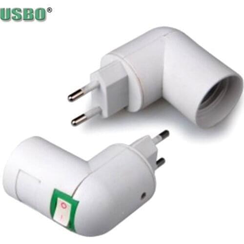 White Black European EU Plug PP to E27 E26 360 Degree Rotation Lamp Conversion Night led light Socket Lamp holder With Switch