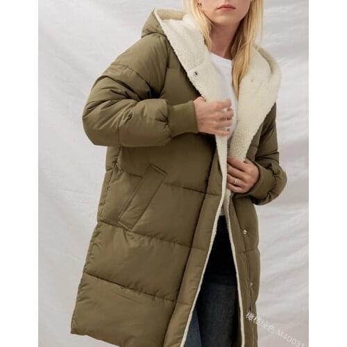 Lugentolo Winter Coat Women Hooded Mid-length Double-breasted Pocket Down Jacket Fashion New Winter Clothes Women