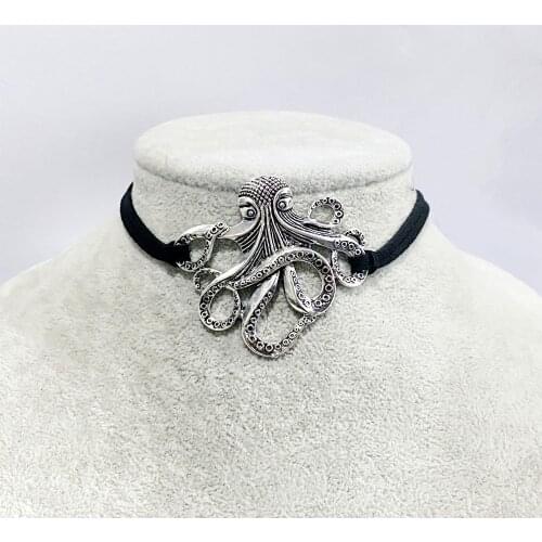 Fashion Cthulhu Octopus Necklace Blame Retro Cross Long Chain Black Rope Short Chain 5 Personality Pendant Collar Charm Jewelry