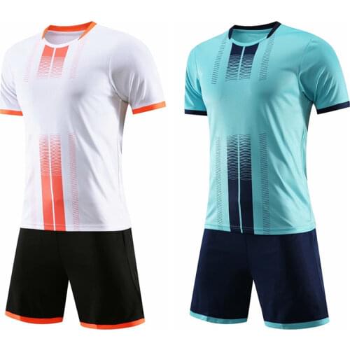 Fashion Boys Girls Men Soccer Jerseys Sets Survetement Football Kits Kids Football Short Sleeve Shirt+Shorts Training Uniform