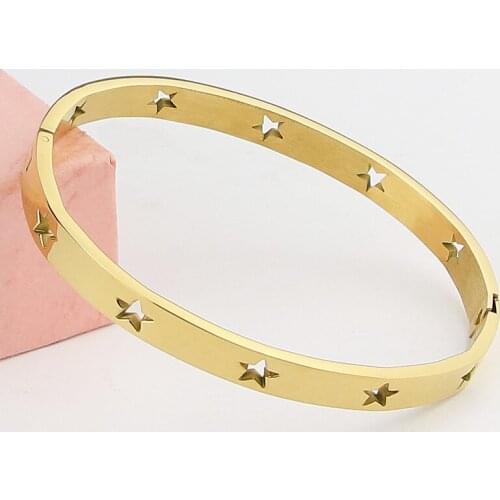 Fashion Jewelry Hollow 10 Star Bracelets & Bangle Stainless Steel Rose Gold Gold And Silver Color Love Brand Bangle For Women