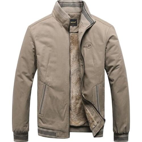 Mens Thicken Jackets Cotton Casual Solid Fashion Vintage Warm Fleece Coats High Quality 5XL Stand Collar Jacket