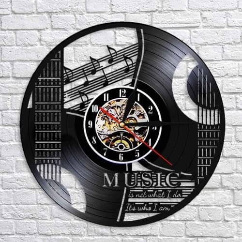 Music Its Not What I Do Its Who I Am Musical Quote Rock n Roll Home Decor Guitar Wall Clock Vintage Vinyl Record Wall Clock
