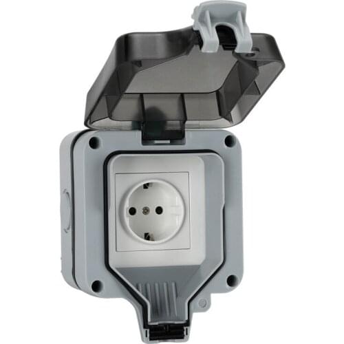 Outdoor Waterproof Socket IP66 German Power Switch 16A Rainproof Electrical Charging Sockets Industrial Wall Panel Jack AC 220V
