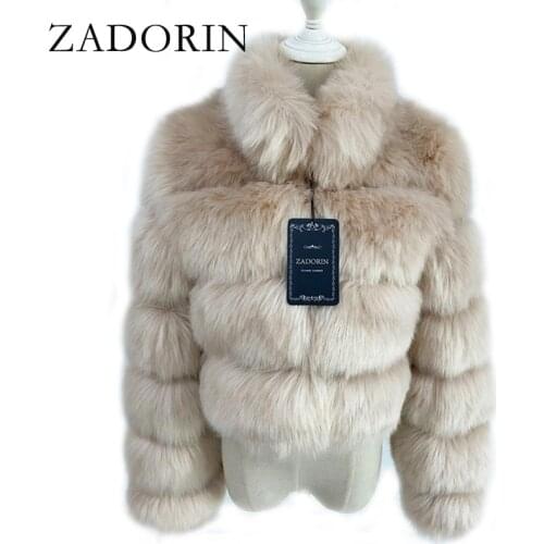 ZADORIN 2021 Fashion Short Winter Faux Fox Fur Coat Women Luxury Stand Fur Collar Thick Warm Furry Jacket Faux Fur Top Plus Size