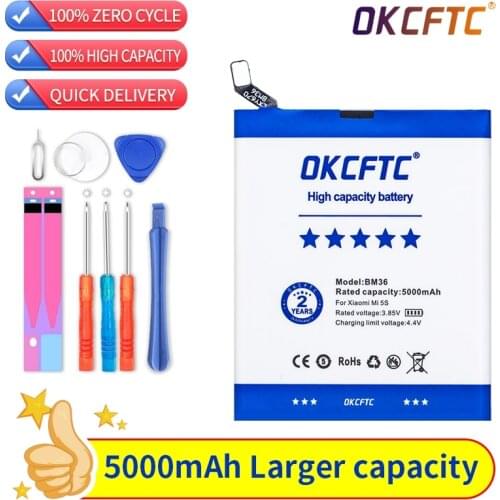 OKCFTC Original Replacement Battery BM36 For Mi 5S MI5S Genuine Phone Battery + Tools 5000mAh