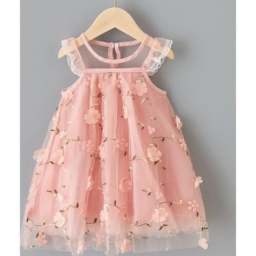 2-6 Years High Quality Summer Girl Dress 2021 New Floral Cotton Solid Draped Ruched Kid Children Clothing Girl Princess Dresses