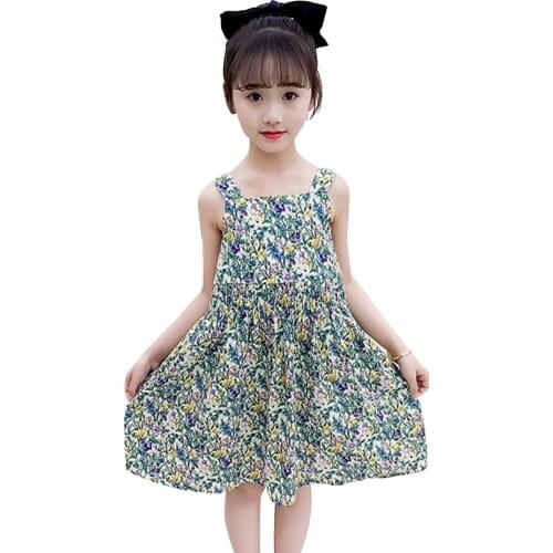 Dress Girl Floral Print Girls Dresses Summer Party Dress Child Casual Style Childrens Clothing 6 8 10 12 14