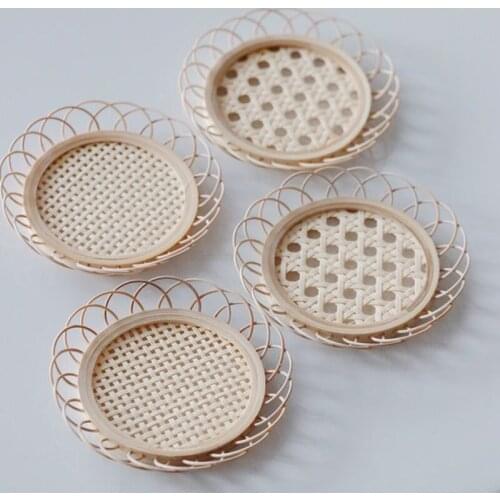 Placemat Rattan Placemat Cup Holder Vintage Drink Coasters Floret Shape Tea Pot Placemats Korean Style Home Dining