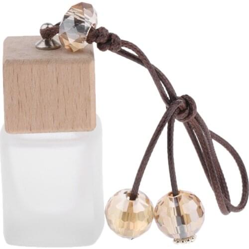 Hanging Perfume Bottles Car Essential Oil Diffuser Air Freshener Wood Cap