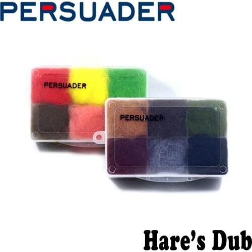 PERSUADER 6colors boxed fly tying hares dub genuine soft rabbit hair fiber with spiky guard hair nymph fly body dubbing material