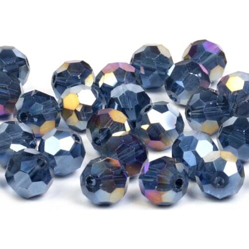 4/6/8mm Ink blue 32 Faceted Austria Transparent Faceted Crystal Ball Beads Spacer Beads for Necklace and DIY Bracelet Making