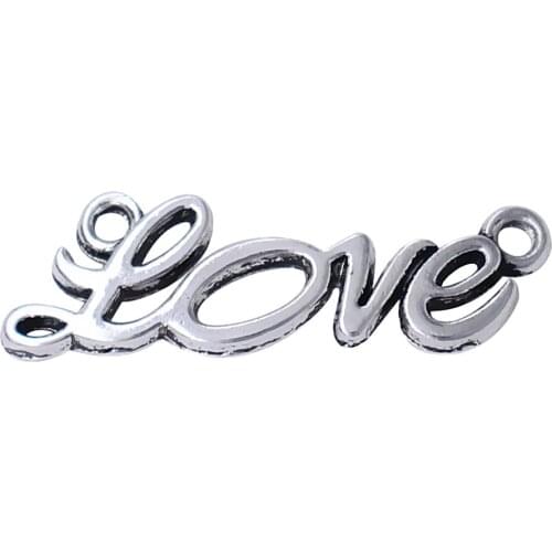 Factory Directly Sale Eco Friendly Metal High Quality Fashion Love Words Connector Charm For Bracelets And Necklaces