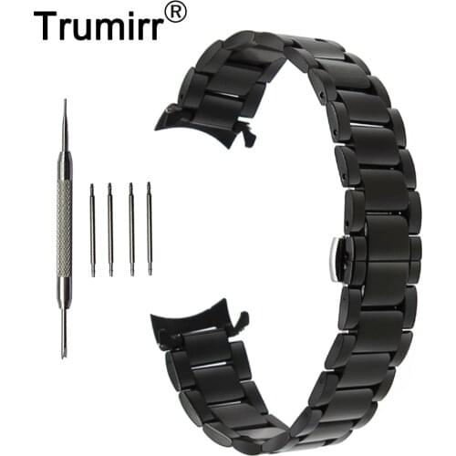 20mm Stainless Steel Watchband for Samsung Gear S2 Classic R732 / R735 Curved End Strap Butterfly Buckle Belt Wrist Bracelet