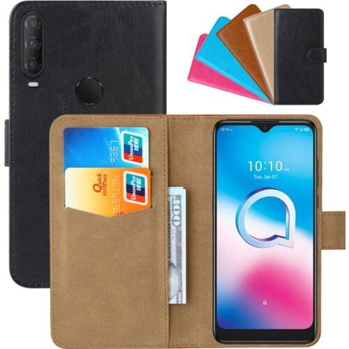 Luxury Wallet Case For Alcatel 3L (2020) PU Leather Retro Flip Cover Magnetic Fashion Cases Strap