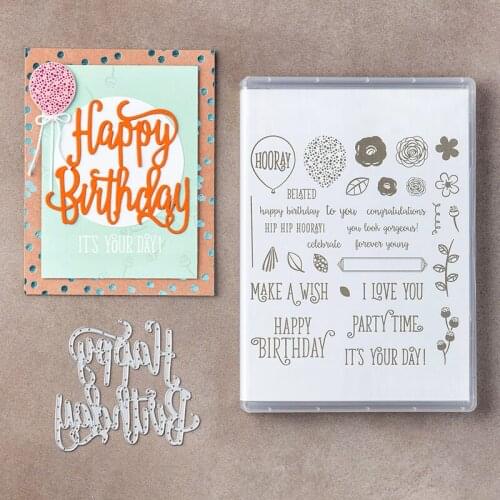 Happy Birthday Metal cutting dies and stamps For Scrapbooking Embossing Decorative Crafts DIY Paper Cards Stamp and DIES