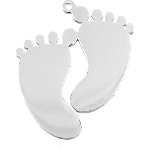 Simsimi mirror polished adult and baby foot toe Necklace&Pendant stainless steel blank DIY print for women wholesale 10pcs