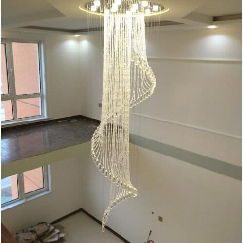 Modern staircase crystal chandelier Duplex floor European-style rotating villa medium crystal chandelier