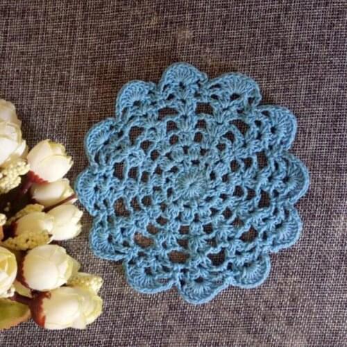 Modern Round Lace cotton table place mat dish pad Cloth crochet dinner placemat cup mug glass tea coaster handmade doily kitchen