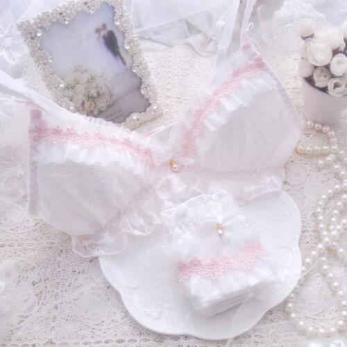 Bow Comfortable Brassiere Adjustable Deep V Transparent Bras Women Underwear Lingerie Set Lace Sexy Push Up Bra and Panty Sets