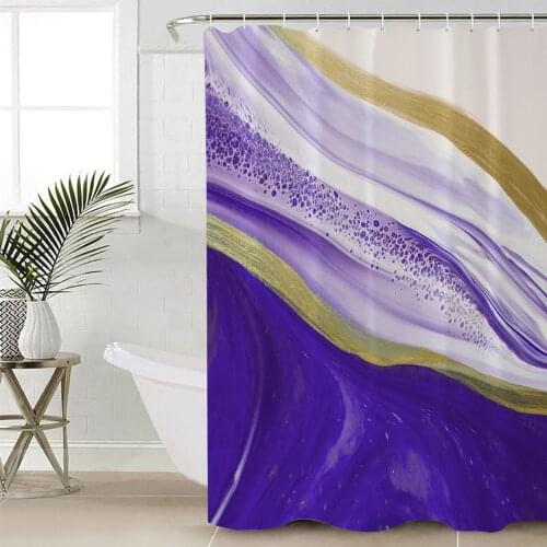 Purple Gradient Texture Marbling Shower Curtains Waterproof Bathroom Curtain Frabic Polyester Bathroom Curtain with Hooks