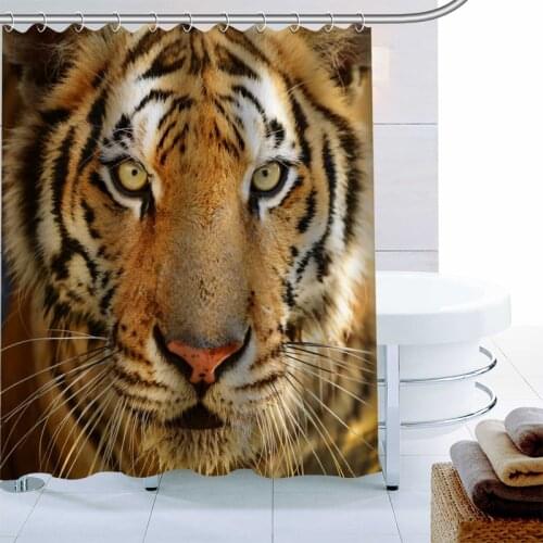 Custom Tiger Shower Curtain Waterproof Fabric Bath Curtain 180X180cm Polyester Fabric Bathroom Curtain