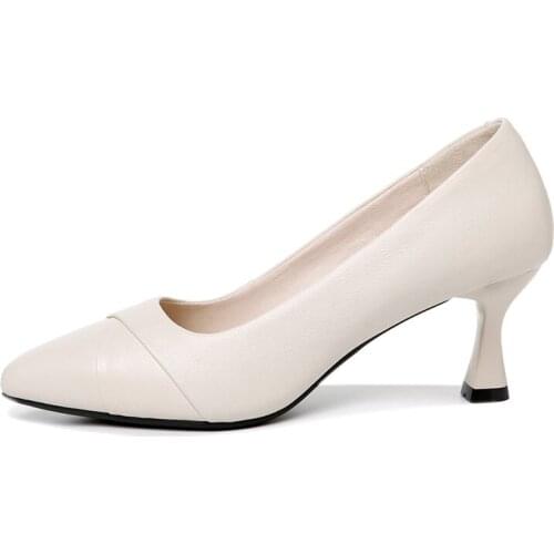 Pointed-Toe Thick-Heeled Single Shoes With Foot Solid Color WomenS Shoes Waterproof Platform WomenS Shoes