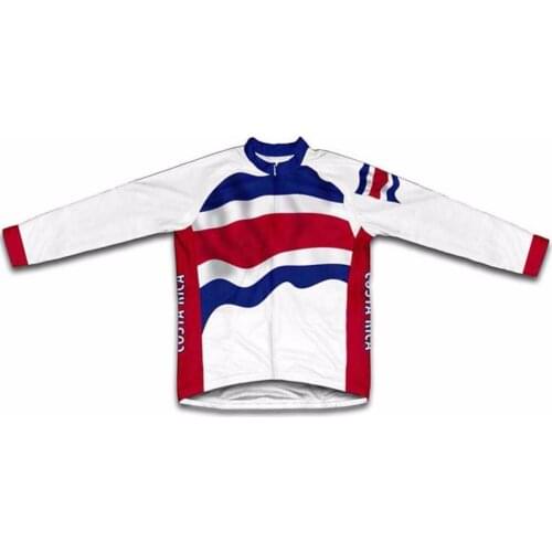 Costa Rica Flag Winter Cycling jersey winter thermal fleece Cycling clothing long sleeve cycling Bike jerseys wear