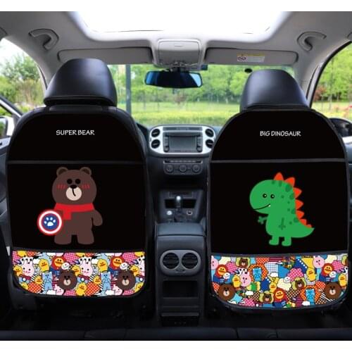 1Pcs Cartoon Car Seat Kid Protector Cute Multifunction Auto Seat Cover Children Kids Baby Waterproof Anti Kick Mat Storage Bag
