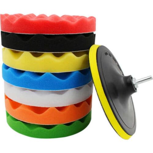 10Pcs Buffing Pad 3'' 4'' 5'' 6'' Car Sponge Polishing Disc Self-Adhesive Waxing Pad Kit With Drill Adapter For Car Polisher