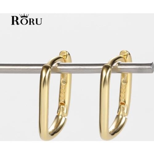 100% 925 Sterling Silver Oval Huggies Thick Rectangle Hoops Earring Women Piercing Ohrringe Trendy Luxury Jewelry 2021