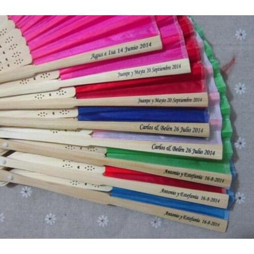 100 pcs/lot Personalized Luxurious Silk Fold hand Fan in Elegant Laser-Cut Gift Box +Party Favors/wedding Gifts+printing SN176