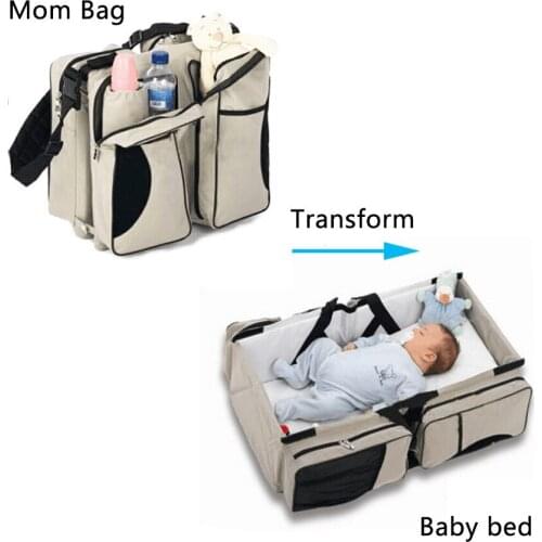 Baby 3 In 1 Waterproof Baby Travel Crib Changing Diapers Foldable Mummy Shoulder Bag Baby Nappy Bag Bassinet Crib Diapers Tote