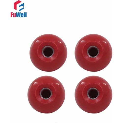 4pcs M10 x 35mm Ball Knob Iron Insert 10mm Thread 35mm Ball Diameter Bakelite Red Ball Lever Knob for Machine Tool Replacement
