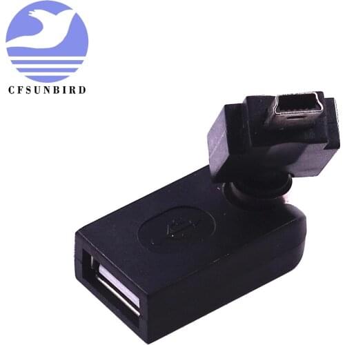 360 Degree Rotation 5Pin Mini USB Male to USB Female Adapter Cable For Car Audio Tablet PC Mobile Phone USB Disk Connector