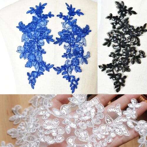 5Pairs Colors 27X 12cm Delicate Wedding Veil Head Ornaments Lace Applique Lace Trim Dress DIY Lace Accessories