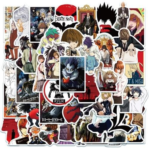 50PCS Death Note Anime Cartoon Character Graffiti Stickers Skateboard Trolley Case Hand Account Decoration Toys Wholesale