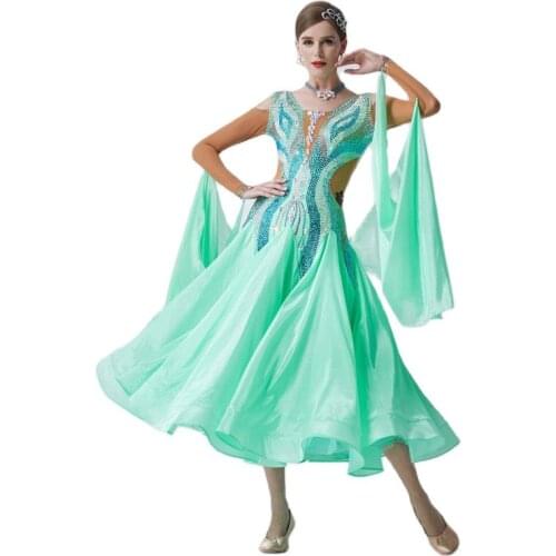 B-19437 High-end tailor made high quality competition ballroom smooth dance wear women adult ballroom dance dress for sale