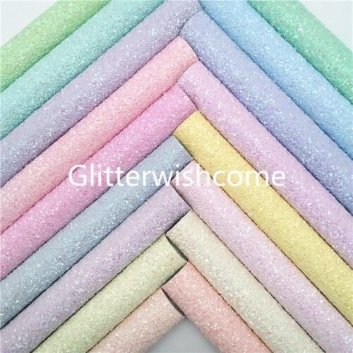 Glitterwishcome 21X29CM A4 Size Pastel Colors Chunky Glitter Leather Sheets with Felt Backing for Bows, GM991A