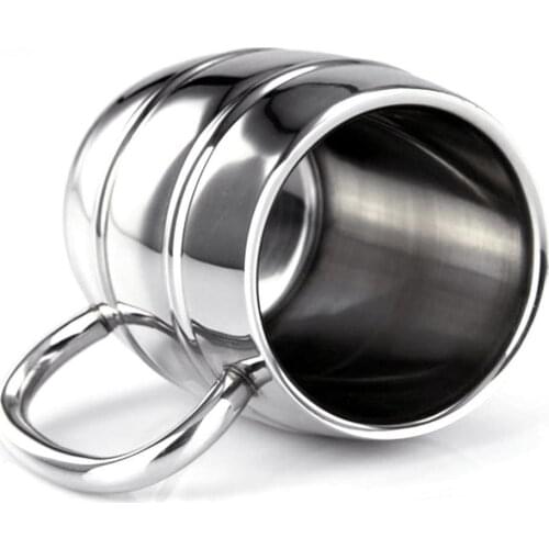 300/450ml Portable Stainless Steel Double-Layer Coffee Beer Mug Drinking Cup