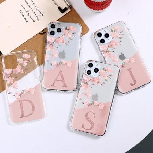 Phone Cases For Huawei Honor 10i 10 20 Lite Pro 9X 8X 8A Nova 6 SE Custom Cherry Blossom Flowers Initial Letters Soft TPU Fundas